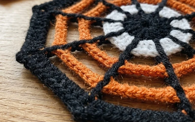 Crochet Spider Web Coaster That Adapts to Any Size